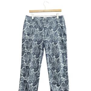 TALBOTS Heritage‎ Pants Women's Sz 10 Navy White Paisley Preppy Coastal Resort